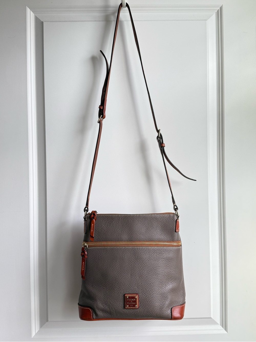 Dooney & Bourke Gray Pebble Grain Leather Crossbody